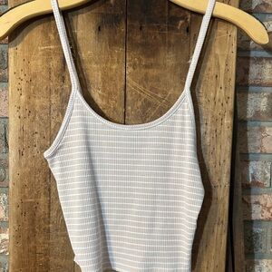American Eagle Outfitters White Gray Fitted Crop Camisole